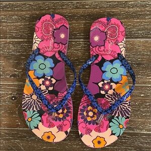 Vera Bradley Floral Print Flip Flops Size 9-10
